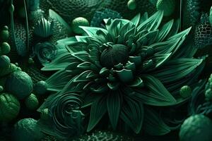 Lush Green Floral Abstraction in Multiple Camera Views photo