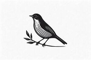 Minimalistic Bird Illustration in Black and White photo