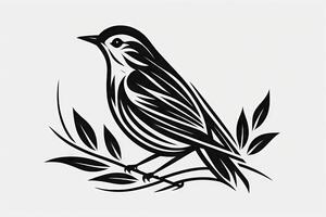 Minimalist Graphic of a Simple Bird in Black and White photo