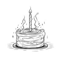 Traditional Birthday Cake with Candle in Continuous Line Art Style photo