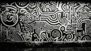 Urban Art Black and White Graffiti Pattern on a Wall in Jerez Spain photo