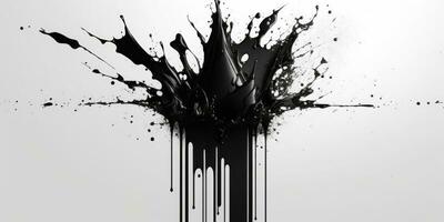 Dynamic Black Ink Splatter on White Background with Cinematic Accent Lighting photo