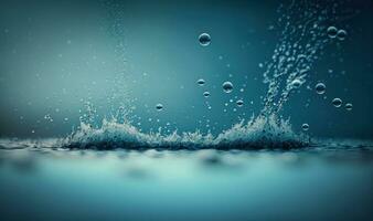 Refreshing Blue Water Splash Background with Space for Text photo