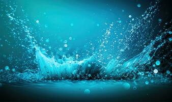 Refreshing Blue Water Splash Background with Space for Text photo
