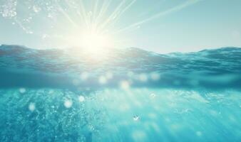 Glistening Blue Water Surface with Sunlight Reflections in Swimming Pool photo