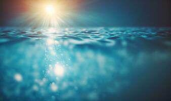 Glistening Blue Water Surface with Sunlight Reflections in Swimming Pool photo