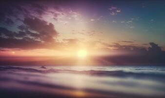 Ethereal Sunset Sky and Ocean Background for a Dreamy Atmosphere photo