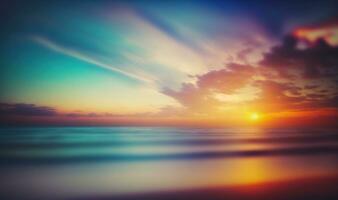 etéreo puesta de sol cielo y Oceano antecedentes para un soñador atmósfera foto