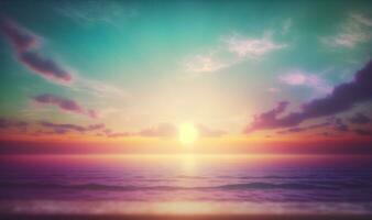 Ethereal Sunset Sky and Ocean Background for a Dreamy Atmosphere photo