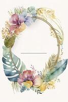 Boho Watercolor Frame Design for Summer Vibes photo