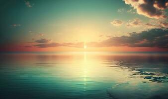 Ethereal Sunset Sky and Sea as a Calm and Serene Background photo