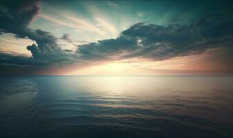 Ethereal Sunset Sky and Sea as a Calm and Serene Background photo
