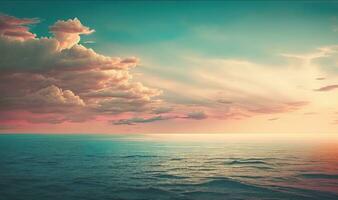 Ethereal Sunset Sky and Sea as a Calm and Serene Background photo