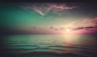 Ethereal Sunset Sky and Sea as a Calm and Serene Background photo