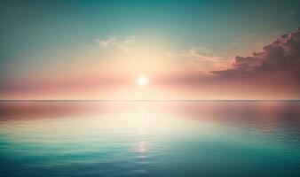 etéreo puesta de sol cielo y mar como un calma y sereno antecedentes foto