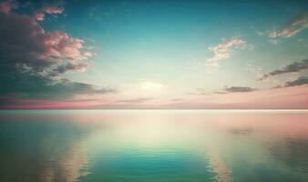 Ethereal Sunset Sky and Sea as a Calm and Serene Background photo