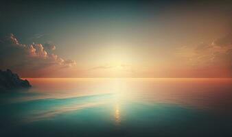 Ethereal Sunset Sky and Sea as a Calm and Serene Background photo