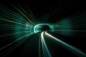 Blurred Speeding Cars in a Dark Tunnel photo