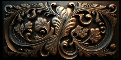 Elegant Carved Wood and Metal Interior Decor Texture photo