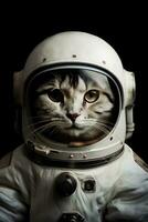 cósmico felino un gato astronauta en espacio traje foto