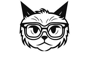 Feline Fashionista Cat with Eyelashes and Eyeglasses in Minimal Graphic Style photo