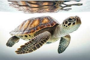 Graceful Sea Turtle Swimming in Clear Blue Waters photo