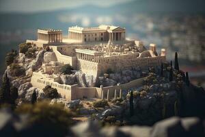 Miniature Acropolis of Athens in Greece photo