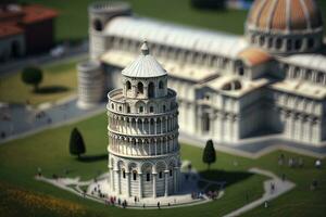 miniatura propensión torre de Pisa en Italia foto