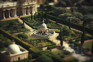 Aerial View of Vatican City Gardens in TiltShift Effect photo