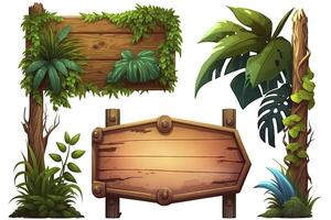 Tropical Wooden Signboards in the Jungle photo