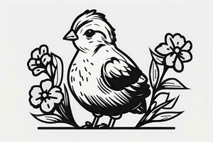 adornado con flores pollo ilustración foto