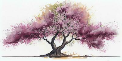 Delicate Cherry Blossom Watercolor Painting photo