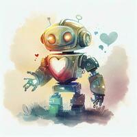 Heartwarming Chatbot Friend with LED Lights Watercolor Illustration photo