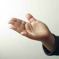 Small Object Held by Childs Hand on White Background photo