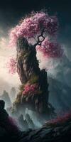 Enchanted Cherry Blossom Tree in Cinematic Realism photo