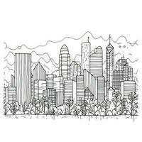 Continuous Line Drawing of a Beautiful Green Cityscape photo