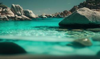 Emerald Coast Sardinia CloseUp of Natural Texture in Transparent Turquoise Sea Water photo