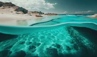 Esmeralda costa Cerdeña de cerca de natural textura en transparente turquesa mar agua foto