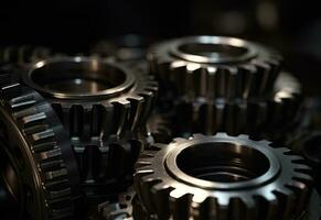 Mechanical Gears in Soft Silver and Gray with Blurred Edges photo