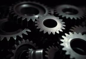 Abstract CloseUp of Dark Gray and White Gears photo