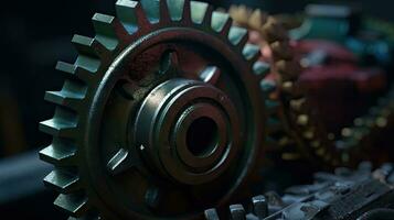 Mechanical Marvel CloseUp of Engine Gears in Cinematic Detail photo