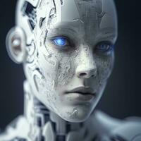 Futuristic CloseUp of an Incomplete Humanoid Android photo