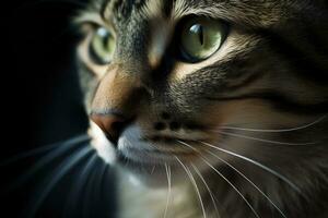 Feline Beauty CloseUp Portrait of a White and Black Kittens Face photo