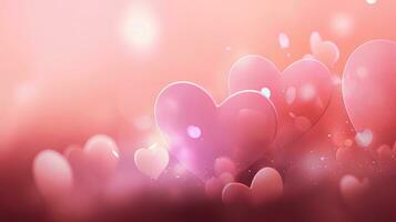 Romantic Pink Hearts on Bokeh Lights Background photo