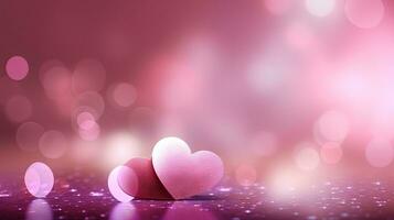 Romantic Pink Hearts on Bokeh Lights Background photo