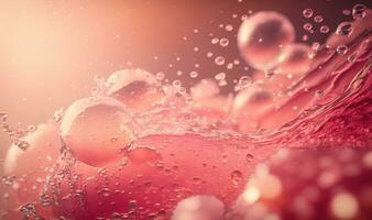 Pink Water Surface Texture with Splashes and Bubbles photo