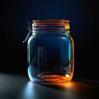 Brightly Colored Empty Glass Jar with Soft Lighting photo