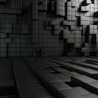 Black 3D Blocks Wall Futuristic Tech Background photo