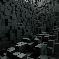 Black 3D Blocks Wall Futuristic Tech Background photo