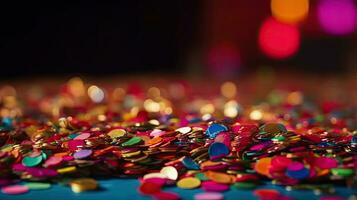Vibrant Carnival Confetti on Bokeh Background photo
